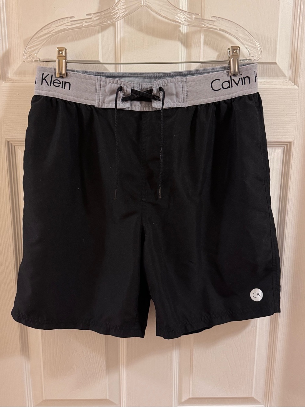 Calvin Klein Black Swim Trunks with Gray Waistband